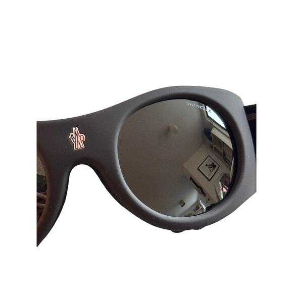 Moncler ML0051 50C Brown Ski Goggles Branded Round - Picture 4 of 5